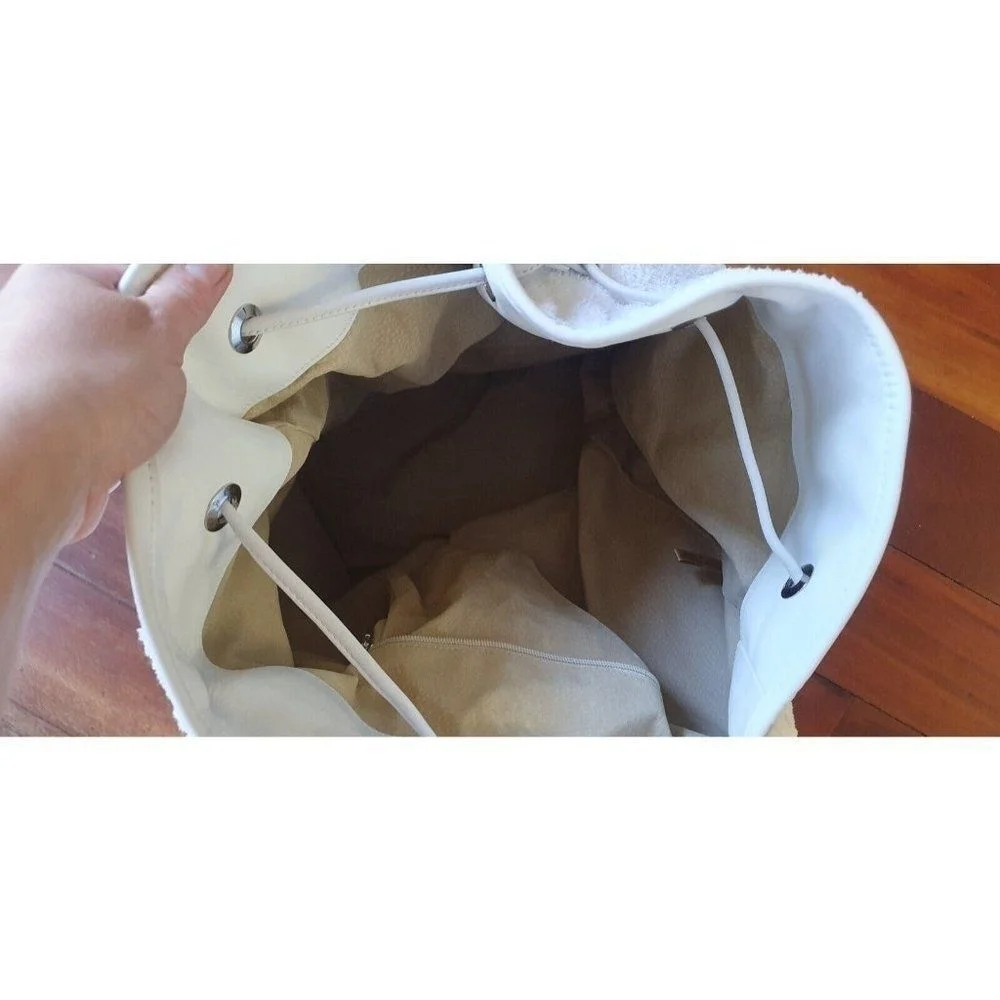Ralph Lauren One Shoulder Backpack white leather and cotoCasual Unisex Pre-owned